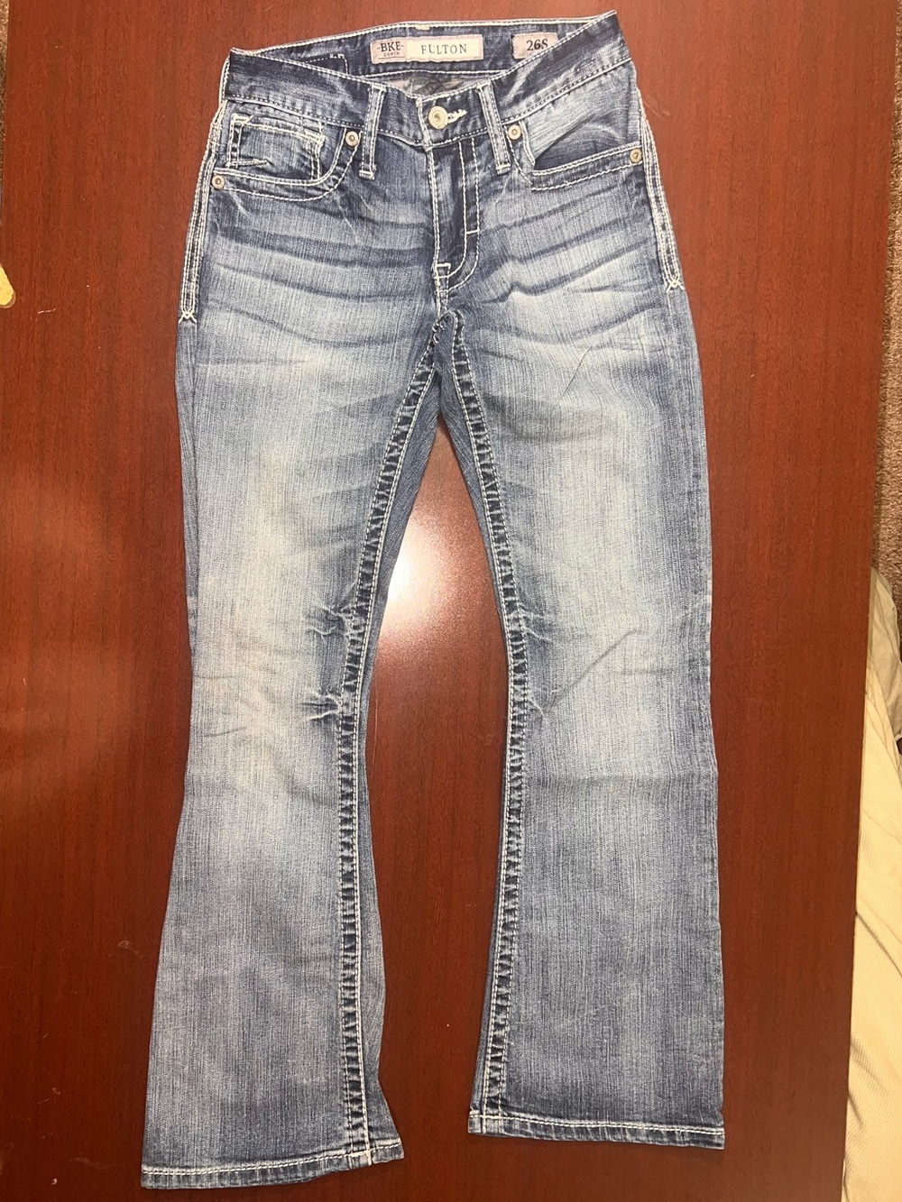BKE Men's Light Blue Bootcut Jeans - Faded Indigo Wash